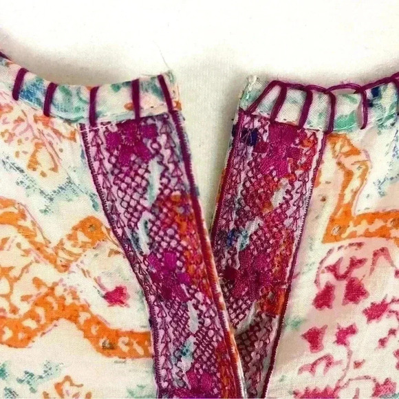 Sigrid Olsen Boho 100% Cotton Geometric Embroidered Peasant Tunic Top Size M - Picture 10 of 15